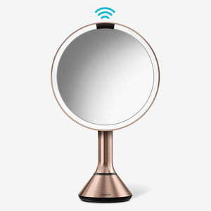 8" Round Sensor Lighted Makeup Mirror — 5x Magnification, Cordless