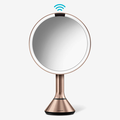 8" Round Sensor Lighted Makeup Mirror — 5x Magnification, Cordless