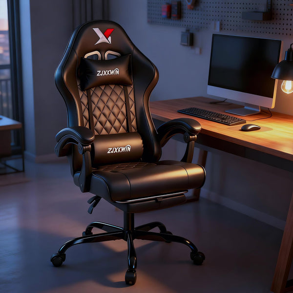 High Back Gaming Chair with Footrest & Lumbar Support