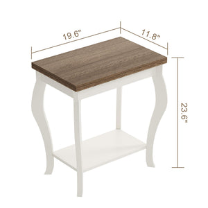 Curved Leg End Tables Set of 2 with Storage Shelf