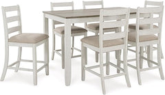 Counter Height Dining Table and Upholstered Bar Stools Set of 7