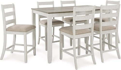 Counter Height Dining Table and Upholstered Bar Stools Set of 7