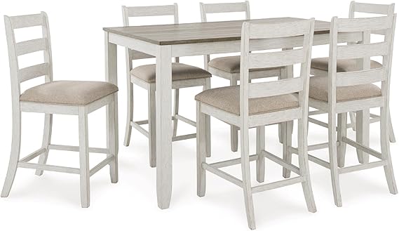 7-Piece Counter Height Dining Set with Upholstered Bar Stools & Nailhead Trim