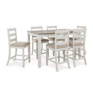 Counter Height Dining Table and Upholstered Bar Stools Set of 7