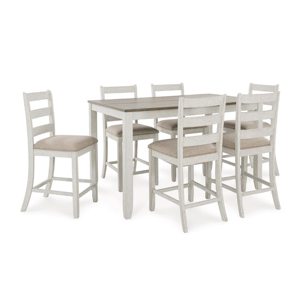 Counter Height Dining Table and Upholstered Bar Stools Set of 7