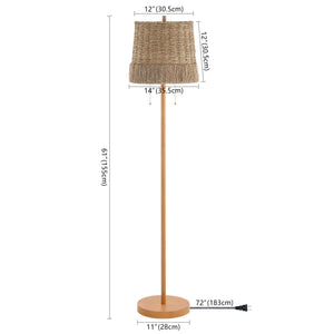 61" 2-Light Coastal Bohemian LED Floor Lamp with Seagrass Shade