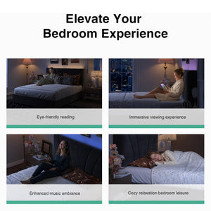 Queen Bed Frame with LED Lights, Drawers & Charging Station