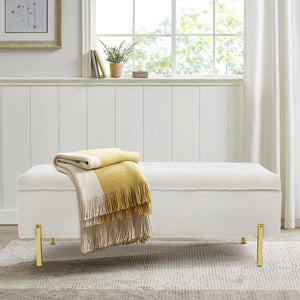 Velvet Storage Bench with Hidden Compartment
