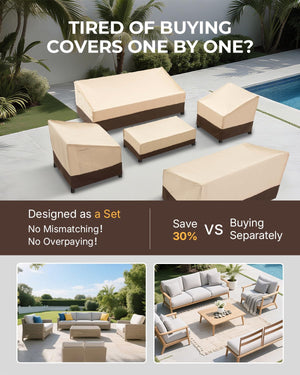 5-Piece Waterproof Patio Furniture Cover Set