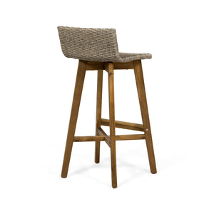 Outdoor Acacia Wood Wicker Barstools Set of 4