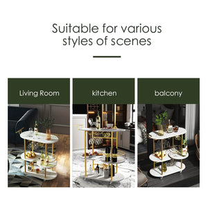 4-Tier Rolling Bar Cart with Wine Rack & Glass Holder