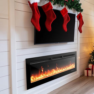 Triple-View Recessed Electric Fireplace Insert with Alexa & App Control