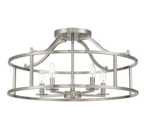 5-Light Semi-Flush Mount Ceiling Light Drum Shade