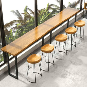 Solid Wood Bar Height Pub Table with Metal Frame