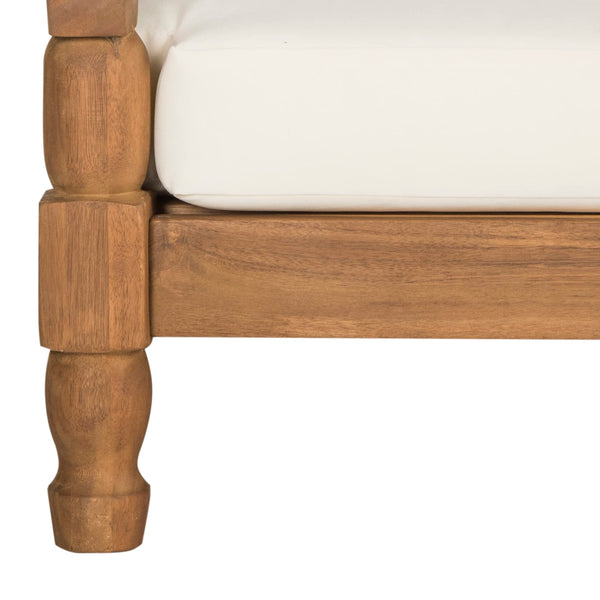 Outdoor Acacia Wood Loveseat with Cushion