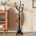 Wooden Coat Rack Freestanding with 8 Hooks