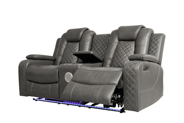 3-Piece Power Recliner Sofa Set with LED & Wireless Charging