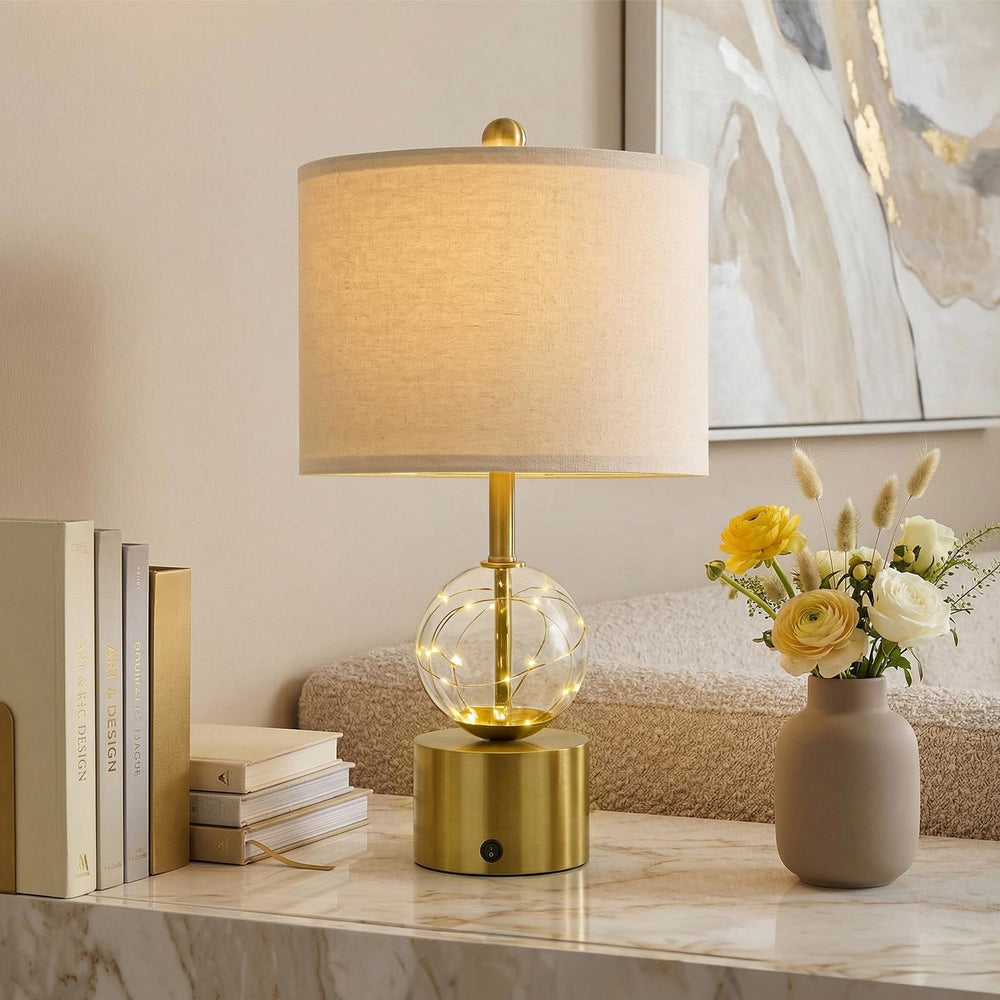 Glass Globe Table Lamps Set of 2