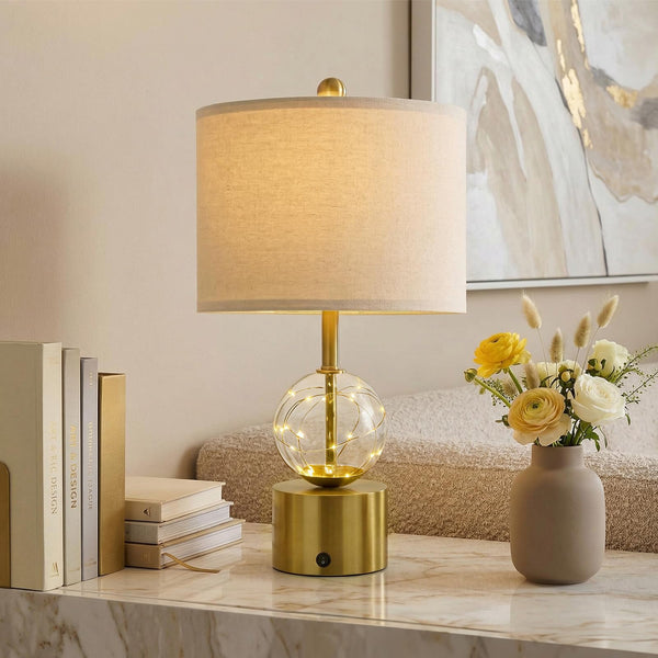 Glass Globe Table Lamps Set of 2