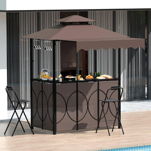 3-Piece Outdoor Patio Bar Set with Canopy & Foldable Stools