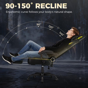 Gaming Chair with Footrest, High Back, 350 lbs Capacity