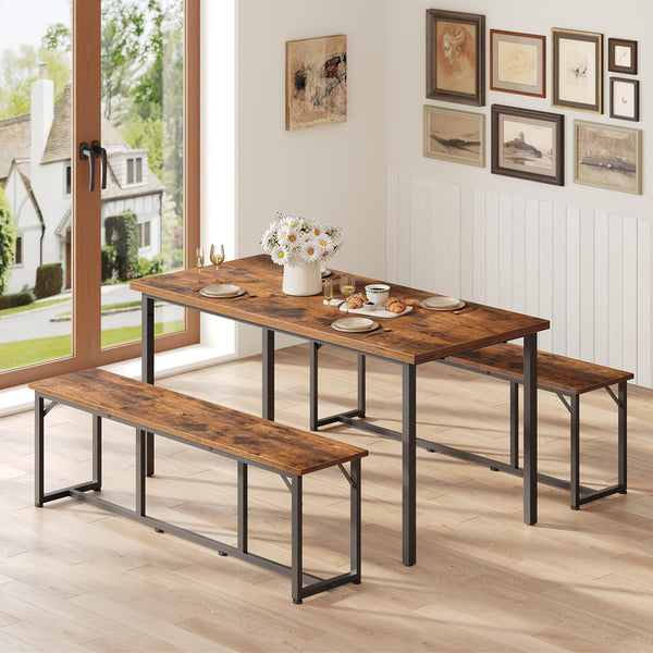47.2" Industrial Dining Bench – Rustic Brown