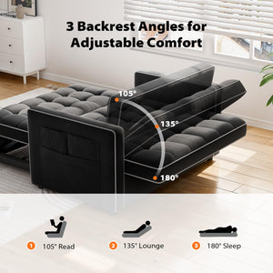 3-in-1 Convertible Sleeper Sofa Bed with USB Ports & Adjustable Backrest