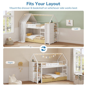 Twin Low Bunk Bed with Storage Drawers & House Design