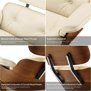 Mid-Century Chaise Lounge Chair with Ottoman