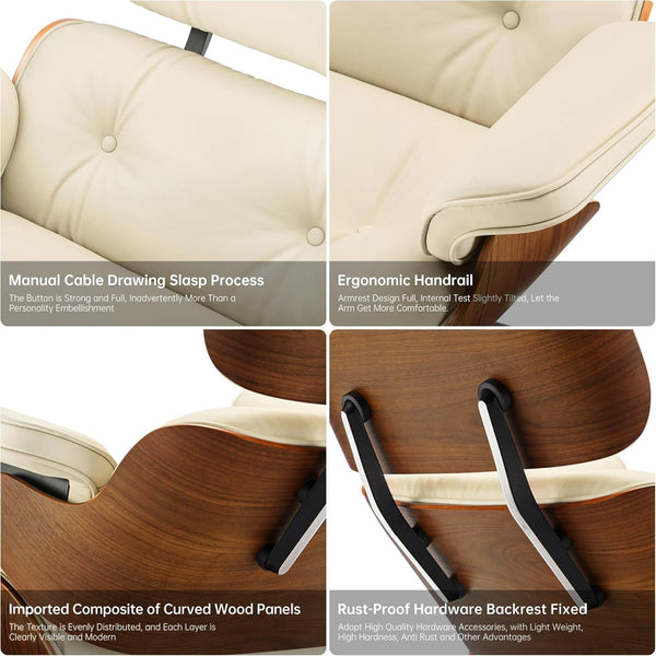 Mid-Century Chaise Lounge Chair with Ottoman