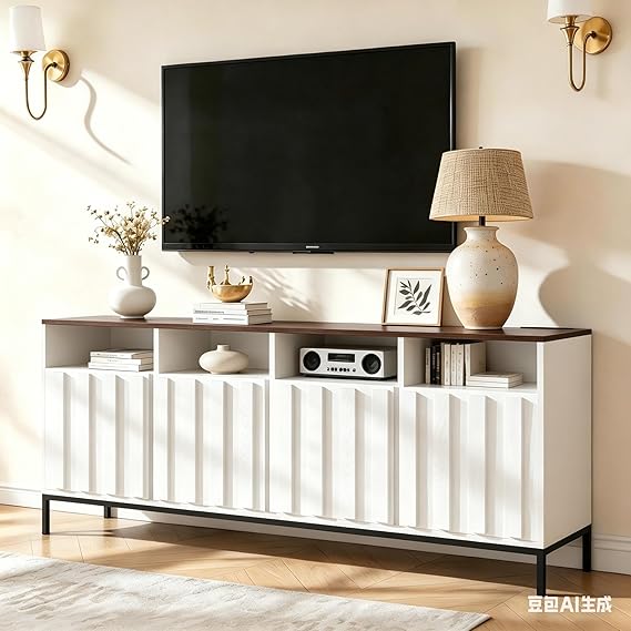 70" Fluted TV Stand with Power Outlet