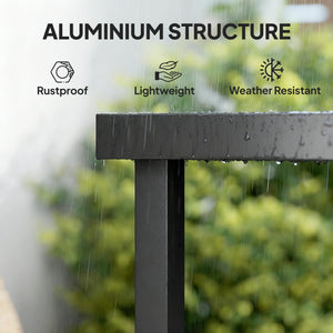 8-Person Rectangular Outdoor Dining Table – Aluminum Frame & Faux Wood Top