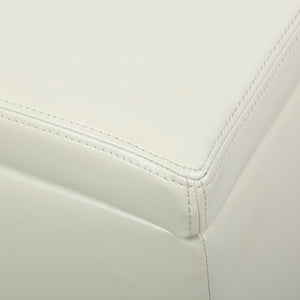 PU Leather Storage Ottoman Bench with Wood Frame, Ivory