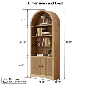 6-Tier Arched Bookcase with Storage Cabinet
