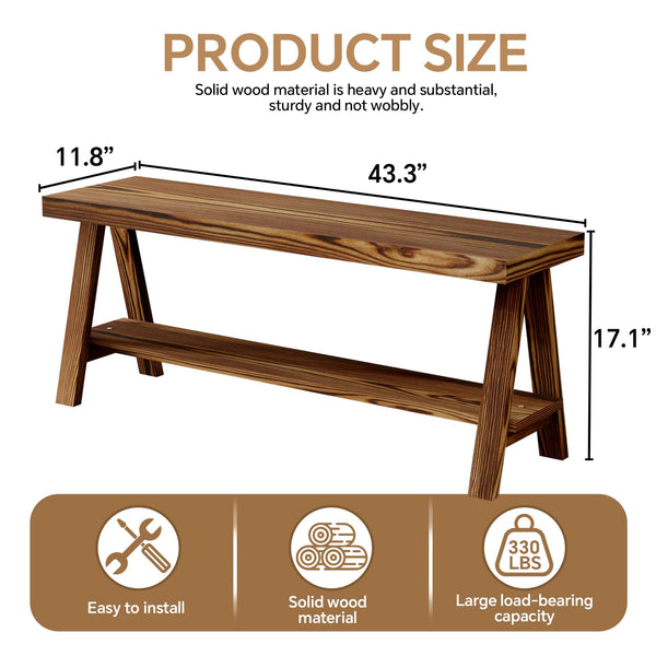 Farmhouse Wood Entryway Bench