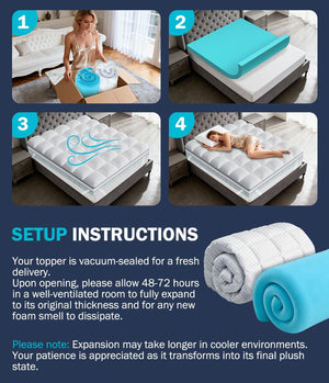4-Inch Dual-Layer Cooling Gel Memory Foam Mattress Topper – Pillow Top, Deep Pocket