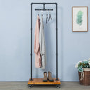 Industrial Pipe & Wood Rolling Garment Rack