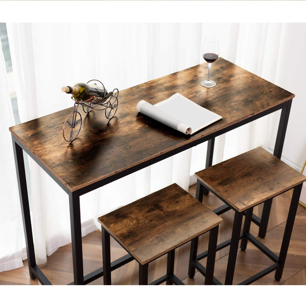 Industrial Bar Height Dining Table with Metal Frame