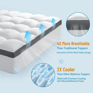 4-Inch Cooling Memory Foam Mattress Topper | Pillow Top, Deep Pocket
