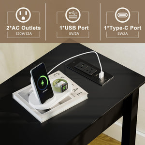 End Tables Set of 2 with Charging Station and Drawers