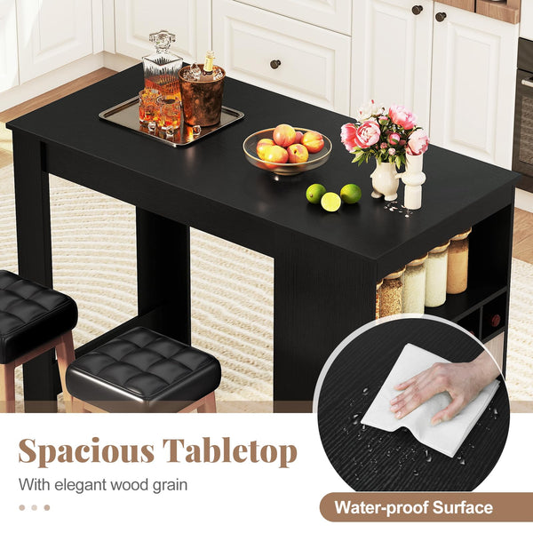 48" Bar Table with Storage Cabinet & Wine Rack