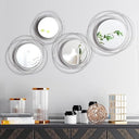 Set of 4 Round Metal Wall Mirrors Minimalist Circle Wall Decor