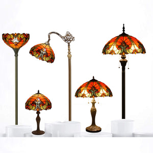 Tiffany Table Lamp – Red Stained Glass, 16x24 Inch