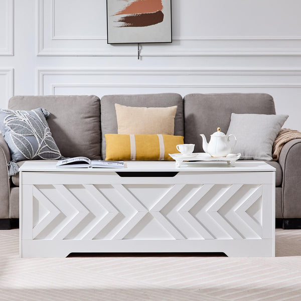 55-Inch Storage Bench with Safety Hinges
