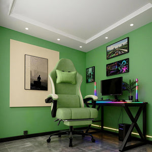 High Back Fabric Gaming Chair with Footrest & Lumbar Support