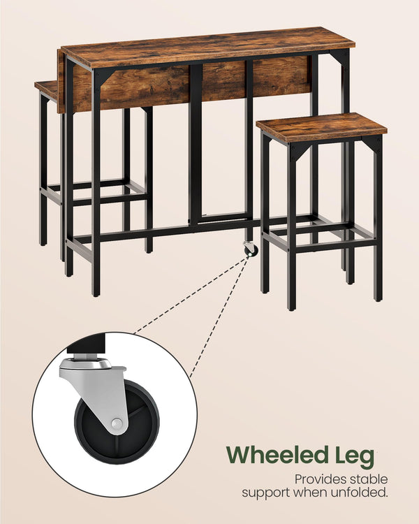 Folding Bar Table and 2-Stool Set