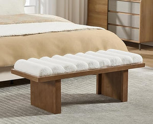 Upholstered Bedroom Bench with Cylindrical Cushion