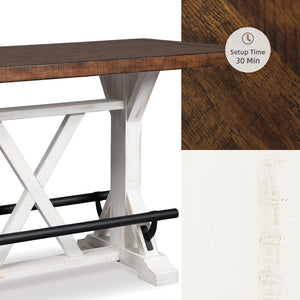 Counter Height Farmhouse Dining Table – Two-Tone Brown & White