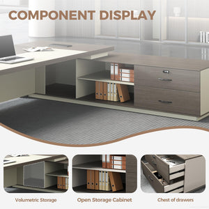 79" L-Shaped Executive Desk with Storage, Power Outlets & Lockable Drawer