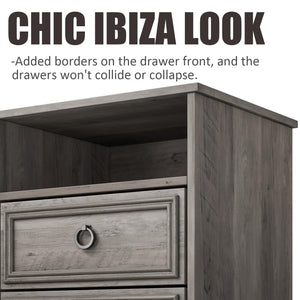 2-Drawer Wood Nightstand with Open Compartment